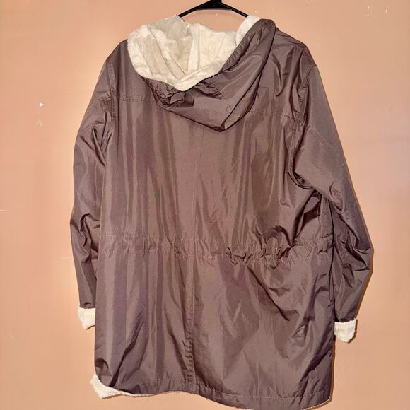 Women's Full Zip Brown Fleece Lined Hooded Outerwear Jacket - Size Large - Picture 2 of 6